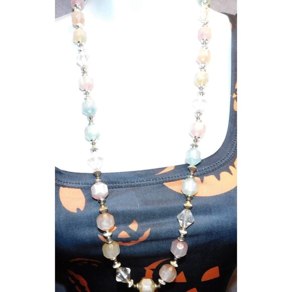 Chunky Pastel Shimmer Candycore Beaded Necklace - Picture 3 of 5